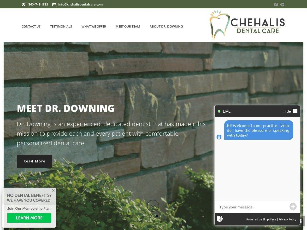 Chehalis Dental Care Richard Downing D.D.S screenshot
