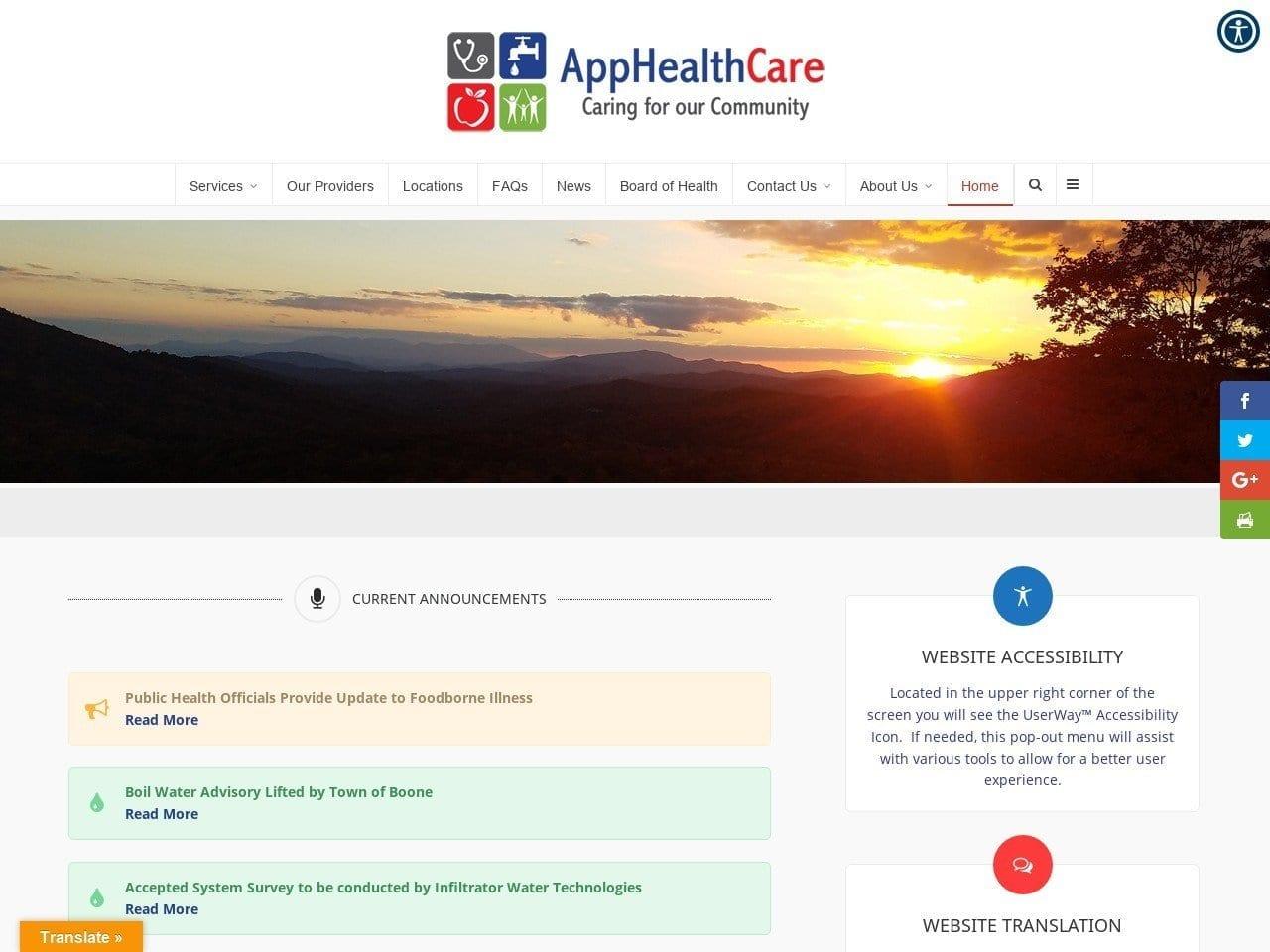 Watauga County Health Department screenshot