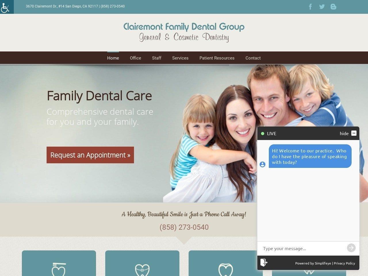 Clairemont Family Dental Office screenshot