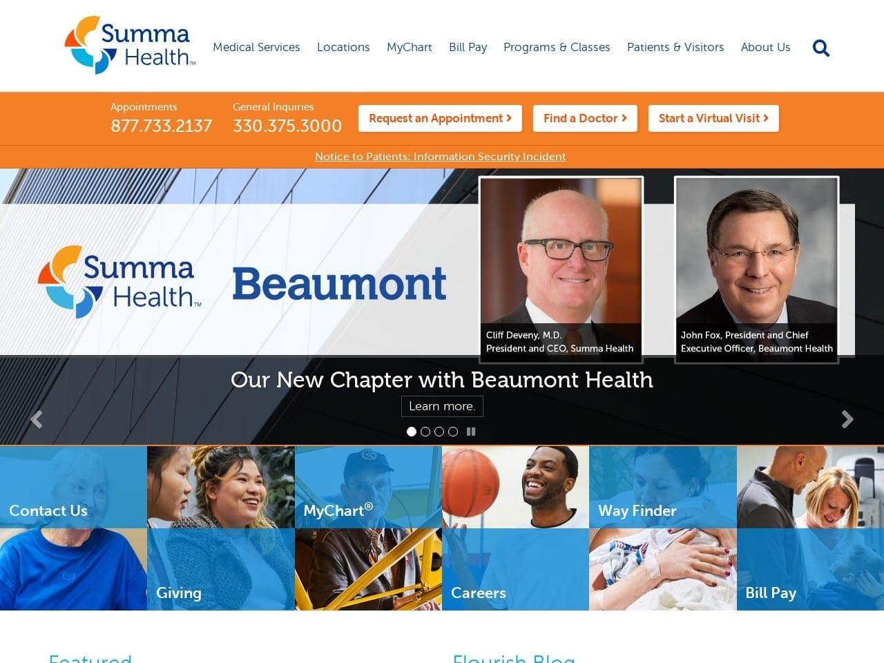 Summa Health System screenshot