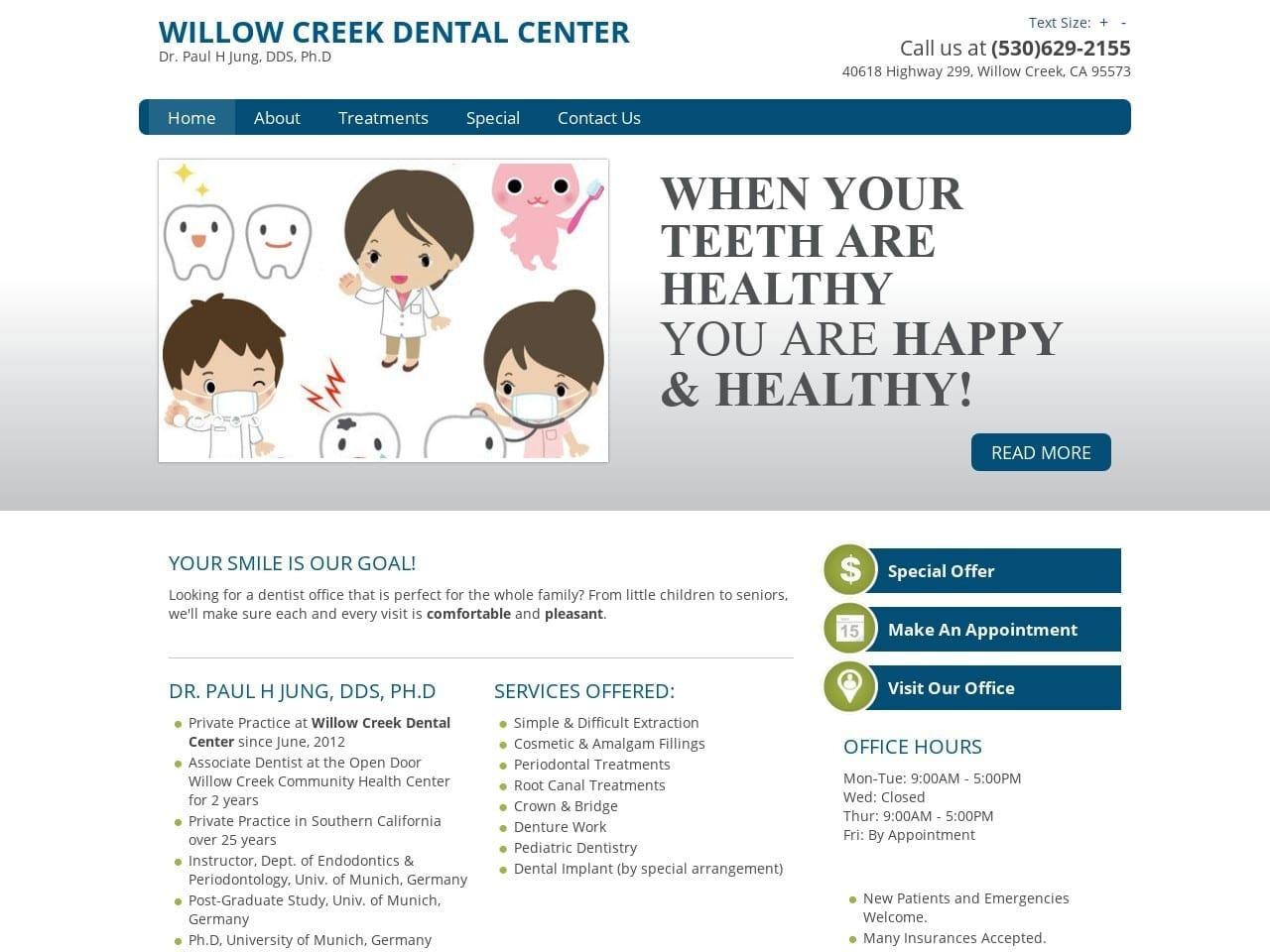 Willow Creek Dental Center Dr. Paul H Jung DDS PhD screenshot