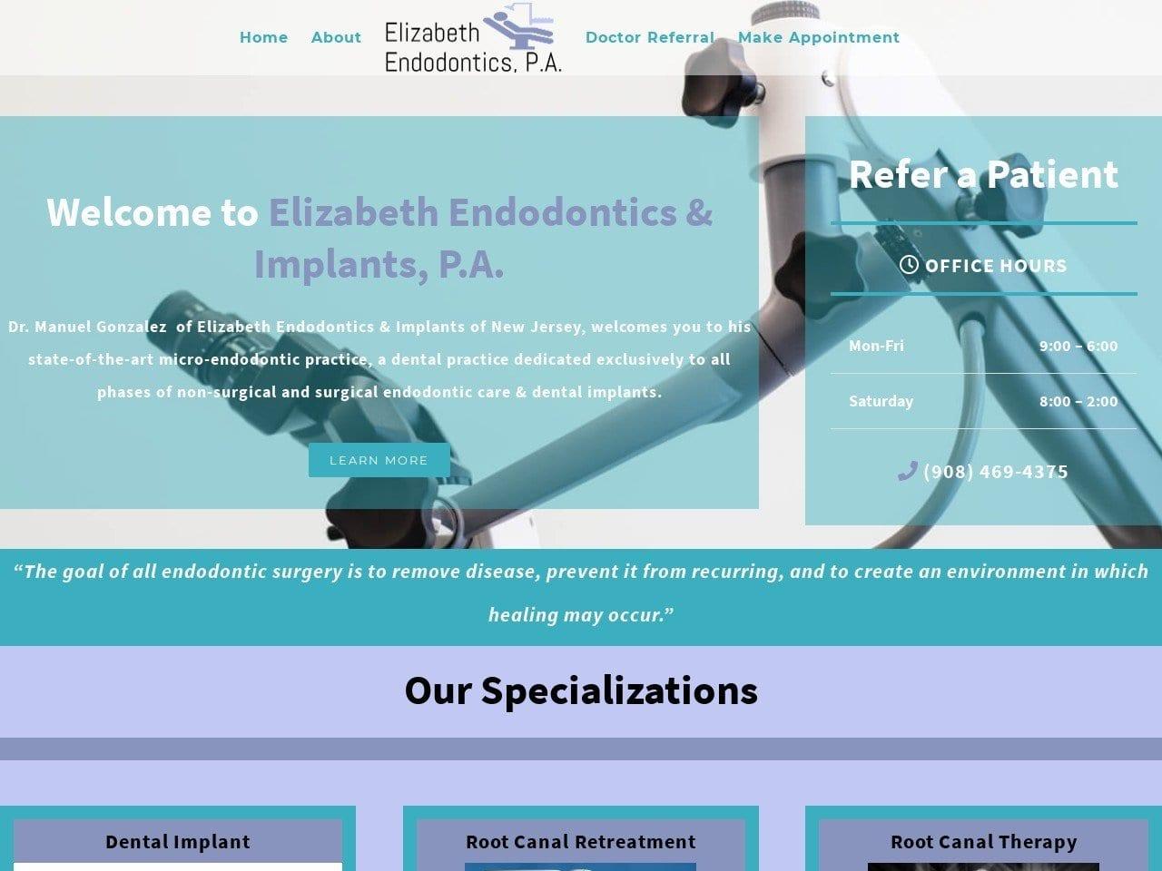 Elizabeth Endodontics screenshot