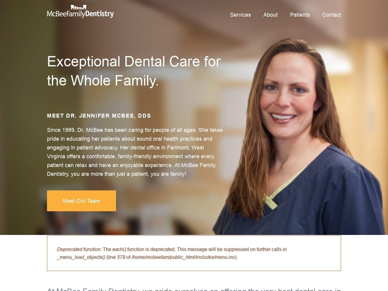 Jennifer H McBee DDS PLLC screenshot