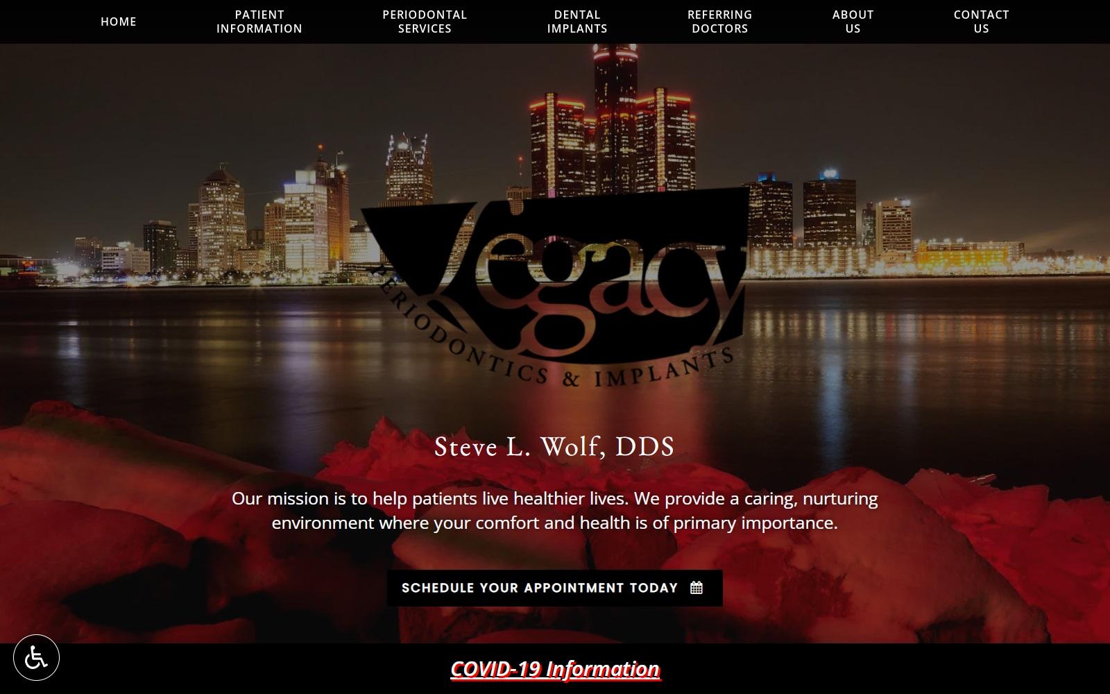Legacy Periodontics & Implants Wolf Steve L DDS screenshot